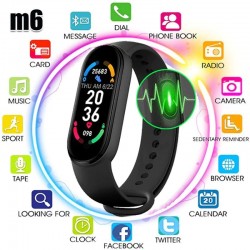 Ceas Inteligent Bluetooth, Bratara Fitness, Monitorizare Puls, Redare Apeluri, Mesaje si Notificari, Smart Band M6